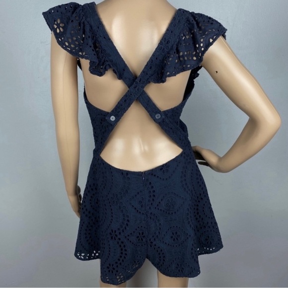 KEEPSAKE THE LABEL NAVY EMBROIDERED EYELET ROMPER - Picture 6 of 10